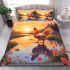 Majestic rooster amidst sunset field bedding set