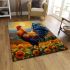 Majestic rooster in a sunflower field area rugs carpet