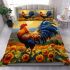 Majestic rooster in a sunflower field bedding set