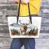 Majestic stag with antlers leather totee bag