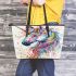 Majestic unicorn with vibrant colors leather tote bag