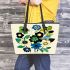 Flowers in the style of marano k electronic music Leather Tote Bag, Totes, Crossbody, Purse: Bag Gift Idea for Girlfriend, Sitter, Birthday, Women ,Daughter, Mama, Ladies