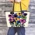 Flowers in the style of marano k electronic music 22 Leather Tote Bag, Totes, Crossbody, Purse: Bag Gift Idea for Girlfriend, Sitter, Birthday, Women ,Daughter, Mama, Ladies