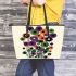 Flowers in the style of marano k electronic music 23 Leather Tote Bag, Totes, Crossbody, Purse: Bag Gift Idea for Girlfriend, Sitter, Birthday, Women ,Daughter, Mama, Ladies