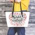 markings strong heart with mother's day Leather Tote Bag