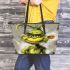 Monkey and yellow grinchy smile toothless like leather tote bag