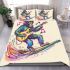 Monkey surfing with electric guitar and headphones bedding set