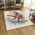 Monkey surfing with electric guitar and headphones area rug