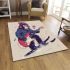 Monkey wearing hat and skiing with electric guitar area rug