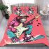 Monkey wearing hat and skiing with electric guitar bedding set