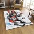 Monkey wearing hat and skiing with electric guitar area rug