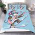 Monkey wearing sunglasses skiing with electric guitar bedding set