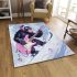 Monkey wearing sunglasses skiing with electric guitar area rug