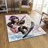 Monkey wearing sunglasses skiing with electric guitar area rug