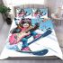 Monkey wearing sunglasses skiing with electric guitar bedding set