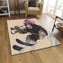Monkey wearing sunglasses skiing with trumpet area rug