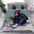 Monkey wearing sunglasses skiing with trumpet bedding set