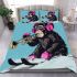 Monkey wearing sunglasses skiing with trumpet bedding set