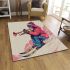 Monkey wearing sunglasses skiing with trumpet area rug