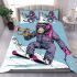 Monkey wearing sunglasses skiing with trumpet bedding set