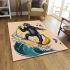 Monkey wearing sunglasses surfing with banana area rug