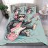 Monkey wearing sunglasses surfing with electric guitar bedding set