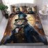 Mysterious cat and grandfather clock bedding set