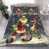 Navy grinchy smile and dancing santaclaus bedding set