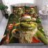 Navy grinchy smile and dancing santaclaus bedding set