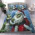 Navy grinchy smile and dancing santaclaus bedding set