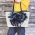 Navy panther and dream catcher leather tote bag