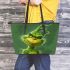 noob grinchy smile show he big only 3D Leather Tote Bag