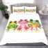 One pink and green frog in the middle bedding set