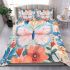 Orange butterfly surrounded by colorful spring flowers bedding set