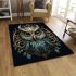 Ornate art nouveau owl head illustration area rugs carpet