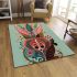 Ornate floral horned creature area rugs carpet