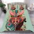 Ornate floral horned creature bedding set