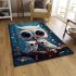 Owl family in moonlit forest area rugs carpet