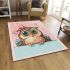 Owl peeking over the edge wearing a bow on its head area rugs carpet