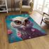 Owl perched over water and flowers area rugs carpet