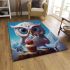 Owl with cupcake on cloud area rugs carpet