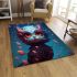 Owl with pink flower area rugs carpet