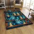 Owls in teal blue and turquoise colors area rugs carpet