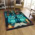 Owls in teal blue and turquoise colors area rugs carpet