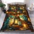 Owls teal blue and turquoise colors bedding set