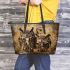 Owls with dream catcher leather tote bag