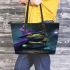 Painting of a frog in a wizard costume leaather tote bag