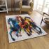 Painting of three horses running in the same direction area rugs carpet