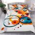 Painting zoomed in on the circles and lines bedding set