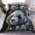 Panda adorned with white and blue diamonds bedding set